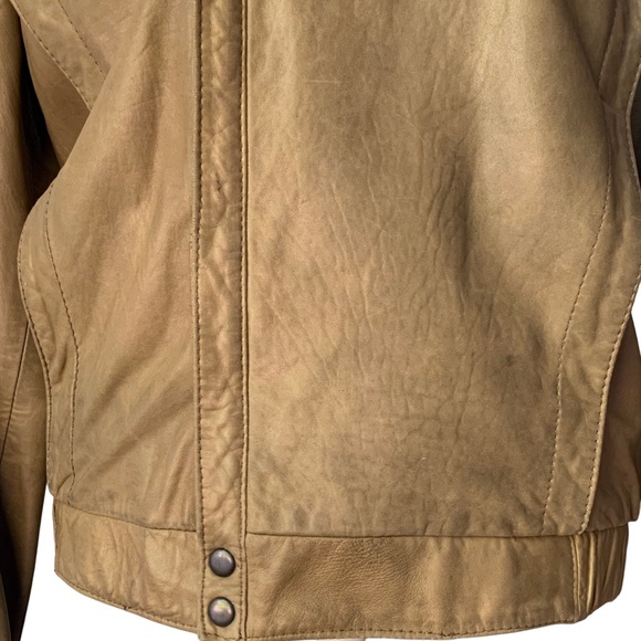 M Julian for Wilson’s Leather Tan Distressed Leather Bomber/Aviator Jacket - Picture 10 of 16